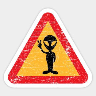 Warning Alien Sign Sticker